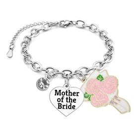 Gfhzdmf Mother of the Bride Gifts Stainless Steel Bracelet Bride To Be Gift Mom Gifts for Mother in Law at Wedding Bridal Shower Keepsake Engagement Appreciation Gift from Groom Silver Chain Bracelet