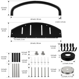 Munzong 18 Inch Shower Grab Bar w/Storage Shelf, Black Stainless Steel 2 in 1 Bathroom Balance Bar, Safety Hand Rail Support Senior Assist Bath Handle