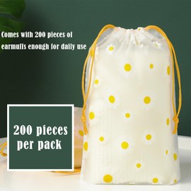 200pcs Transparent Disposable Earmuffs with Drawstring Storage Bag Waterproof Ear Covers for Hair Dye, Shower, Bathing