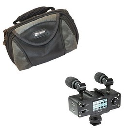 Canon VIXIA HF M500 Camcorder External Microphone Vidpro XM-AD5 Mini Pre-Amp Smart Mixer with Dual Condenser Microphones for DSLR’s, Video Cameras and Phones, with SDC-26 Case