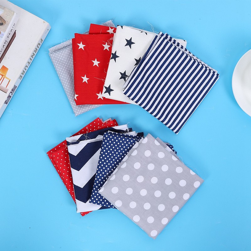 50x50cm 8Pcs Dot Star Stripe Print Pattern Cotton Cloth Fabric