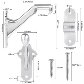 RealPlus 6 Handrail Bracket, 3" Staircase Hand Rail Brackets for Stair Railing - Brushed Nickel