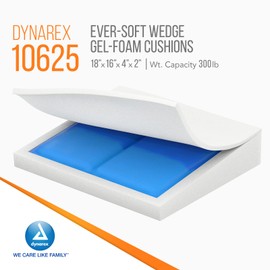 Dynarex Ever-Soft Wedge Gel-Foam Cushion, Angled Design Wheelchair Cushion for Seated Posture, 300 lb Weight Capacity, Blue/Grey, 18” x 16” x 4” x 2”, 1 Cushion