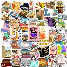 Books Stickers for Laptop (50 PCS),Gift for Children Teens Adults Girl Boys,Waterproof Stickers for Water Bottle,Reading Vinyl Stickers for Scrapbook,Skateboard,Bike,Phone,Dairy