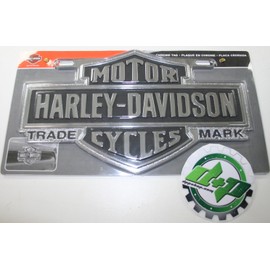 Harley Davidson Chrome tag License Plate Silhouette Logo Black