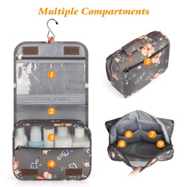 Toiletry Bag, Travel Toiletries Bags, Women Travel Makeup Organizer with Large Capacity, Waterproof Shower bag with Haning Hook, Multifunction Travel Bag for Toiletries, Perfect for Girls Family Trip