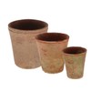 MAISONICA Set 3 Terracotta Planter Pots - Round Aged incl