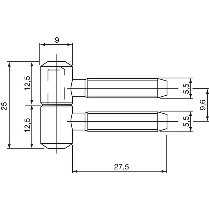Secotec Hinge Two Parts Anuba 9 mm vermessingt, 2 Pieces,