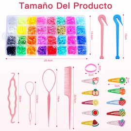 1800 Piezas Gomitas para el Pelo, Coleteros Pelo Niña Gomas del Pelo Colores Accesorios para el Pelo con 10 Pinzas Pelo Niña + 6 Ayuda para Trenzar el Pelo + 1 Caja de Almacenamiento (32 Colores)
