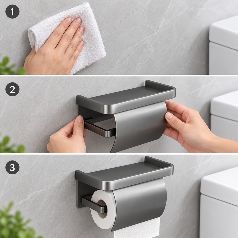 Toilet Paper Holder for Bathroom – Aluminum Alloy Self-Adhesive Wall