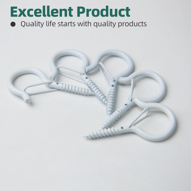 EASTPUK 20PCS Q-Hanger Hooks with Safety Buckle, 2.2 Inch White