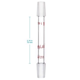 stonylab Glass 14/20 Straight Laboratory Adapter, Borosilicate Glass 14/20 Ground Inner Standard Taper Joints for Laboratory Lab Supply (70 mm)