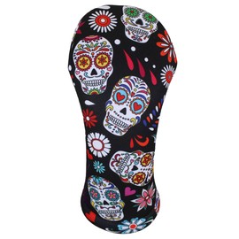 BeeJos Club Headcovers or Microfiber Towel | Sugar Skull (Hybrid, Black) All Sold Seperately