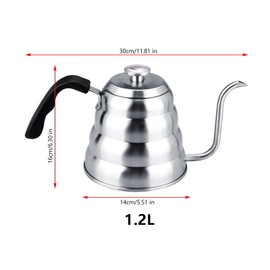 Tyenaza Coffee Kettle, Coffee Kettle, 304 Stainless Steel Kettle, Gooseneck with Thermometer, Gooseneck Pouring Coffee Kettle for Kitchen (1.2 L)