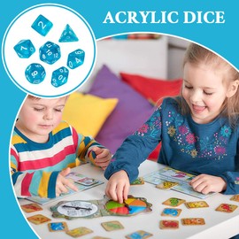 7 Pieces Whisper Dice Multipurpose 10mm Foam Dice Cube Toy Birthday Party Gift (Blue)