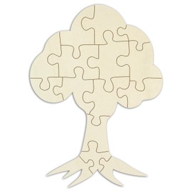 Kopierladen Karnath GmbH Wooden Puzzle Tree Design and Decorate Yourself – 15 Pieces, Approx. 40 x 29 cm – Empty Blank Puzzle "Tree" Made of Untreated Wood with Puzzle Template