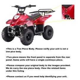 RedCap 2-Piece ATV Body Plastic Fender Front Rear Kit for Taotao ATA110B ATA110B1 Boulder B1 Eagle 110 Coolsports Peace SunL MotoTec Mudcat Kids 110cc ATV Quads - Glossy Black