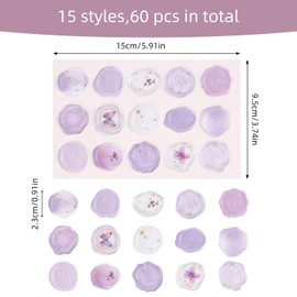 GINCEVHY Floral Amber Wax Seal Stickers, 120 Pcs Self-Adhesive Envelope Seal Stickers, Clear Crystal Stamp Stickers for Wedding Invitations Baby Shower Birthday Bridal Shower (4 Styles)