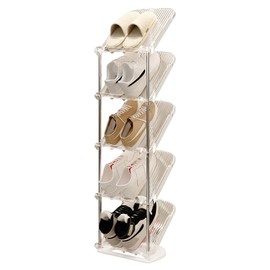 YYW Narrow Shoe Rack Vertical Shoes Rack for Entryway Corner Shoe Storage Organizer for Small Spaces Transparently Tall Slim Shoe Shelf for Front Door Entrance Living Room White 5 Layers
