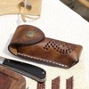 Tourbon EDC Leather Pocket Folding Knife Sheath Carrier Holster Flashlight