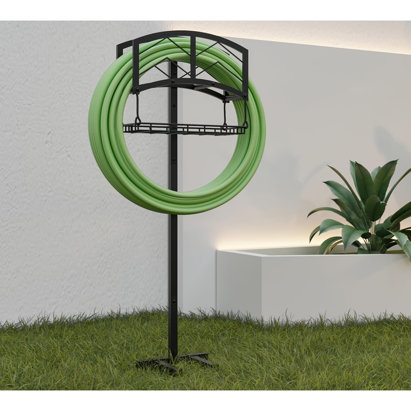 Kingson Portable Garden Hose Holder with Storage Basket - Heavy-Duty