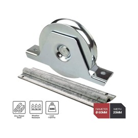 DOJA Industrial Sliding Door Castors 60 mm x 20 mm 1 Unit Castors for Cabinet with Screw Support Sliding Doors Swivel Castor U-Profile Sliding Door Track Roller Door Pulley Wheel