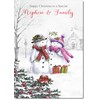 doodlecards Nephew and Family Christmas Card Two Snowmen Medium Size