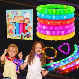 6PCS Multicolor Light Up Glow Necklaces Bracelets Party Favors Accessories for , Glow Sticks Pop Tubes for kids,Glow Birthday Camping Wedding Party Supplies Decorations for Boys Girls