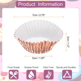 HARFINGTON 400 Count Champagne Foil Muffins Cupcake Liners Standard Size Metallic Baking Cups Wrappers Greaseproof for Party Wedding Birthday