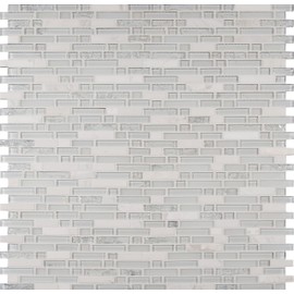 MSI Delano Blanco Blend of Glass and Stone Tile for Kitchen Backsplash, Wall Tile for Bathroom, Accent Wall Tile, and Shower Wall Tile, Mesh-Mounted Mosaic Tile, (14.7 sq. ft.)