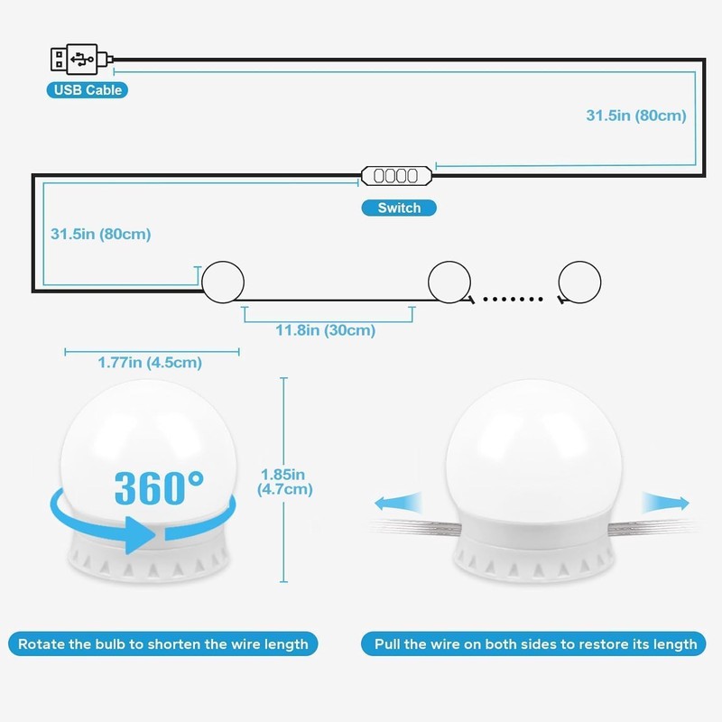 Pretmess LED Vanity Mirror Lights, Hollywood Style With 14 Dimmable