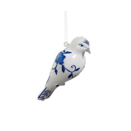 The Bridge Collection Delft Bird Ornament - Blue & White Hand-Painted Bird Porcelain Christmas Ornament