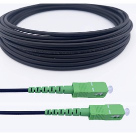 Elfcam - Armored Fiber Optic Cable SC/APC to SC/APC Simplex Singlemode, Compatible with FTTH Cables (10M (32.8ft))
