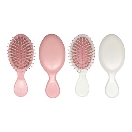 Mini Hair Brush, Detangling Hairbrush for Dry and Wet Hair, Small Size Travel Detangler Brush & For DIY Projects (Set of 2 in Pink & White)