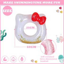 70cm White Cat Inflatable Swimming Ring Pool Ring for Kids,Girls Rubber Rings for Pool Toys,Inflatable Swim Ring Pool Floats,Floating Ring Pool Inflatables for Swimming Pool Summer Beach Water Party