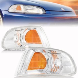 DTM Chrome Housing Clear Lens Corner Lights For 1992-1995 Honda Civic 2 3 Door