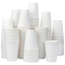 FSAH 100 Pack 12 Oz Coffee Cups White, Leak-Free Disposable Paper Cup, Cold and Hot Drinks Holder, for Cafe, Office, Party, Home, Festival Events