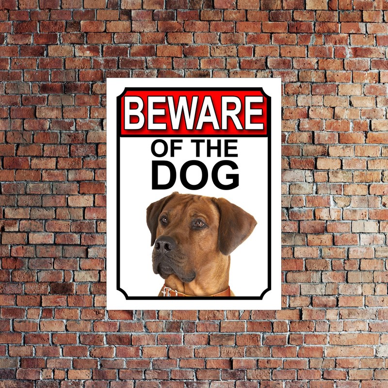 SHAWPRINT BEWARE OF THE DOG METAL GATE SIGN RHODESIAN RIDGEBACK