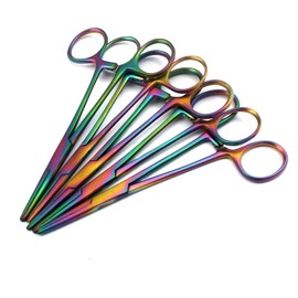 OdontoMed2011 New 5 Ea Premium Autoclavable Kelly Hemostat Forceps 5.5" Straight Multi Rainbow Color Multi Colour Forceps ODM