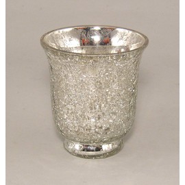 Home Decoration Accessories Mercury Glass Votive Candle Holder Silver Crackle Glass Effect Set of 4