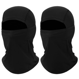 YEAMLTE Passamontagna Moto Estivo Traspirante, 2 PCS Balaclava Uomo Donna, Sottocasco Leggero, Maschera per Ciclismo e attività all'Aperto, Unisex (Nero)