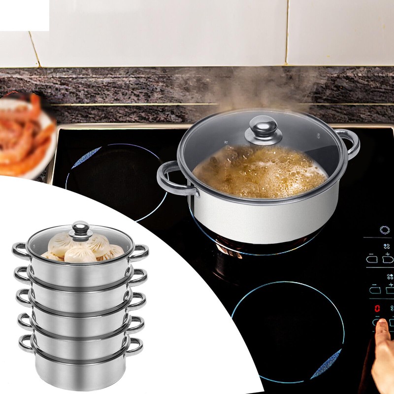 Stainless Steel Steamer, 5 Tier 26cm Steamer Cooking Steam Pot