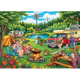 Puzzles 1000 Pieces for Adults jigsaw puzzles for adults-Humorous RV & Family Picnic Funny Outdoor Camping-1000 Piece Puzzle Classic Educational Games Beautiful Decoration Puzzle