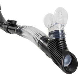 IST Semi Dry Snorkel with Flexible Tube, Splash Guard & Hypoallergenic Mouthpiece for Snorkeling & Scuba Diving (Black with Clear Silicone)