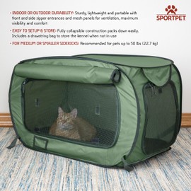 SportPet Designs Soft Sided Pop-Open Kennels, Green