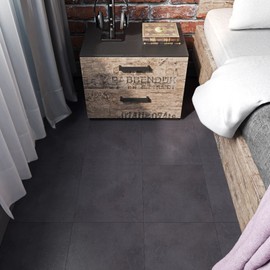 FunStick 30 Pack Floor Tiles Peel and Stick Flooring Bathroom Floor Tile 12x12In Charcoal Grey Waterproof Vinyl Flooring Peel and Stick on Floor Tile Sticky Tiles for Kitchen Basement Laminate Tiles