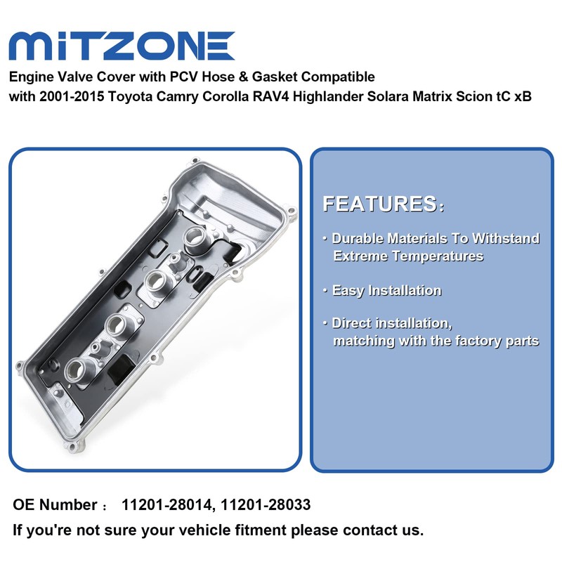MITZONE Engine Valve Cover with PCV Hose & Gasket Compatible