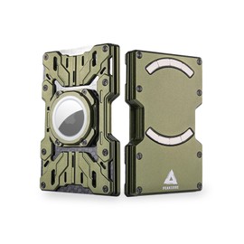 PEAKZOOC AirTag Wallet for Men – Slim Minimalist Metal Wallet with Carbon Fiber, RFID-Blocking Credit Card Holder, Magnetic Wallet & Built-in Phone Stand, Front Pocket Wallet Blue (Green)