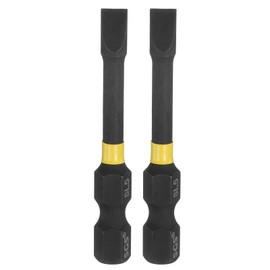 sourcing map 2pcs SL5 Slotted Impact Screwdriver Bits 5mm Slotted Tip 1/4" Hex Shank 50mm (2") Long Magnetic Flat Head Phosphated S2 Steel Screw Driver Drill Bits Electric Power Tool