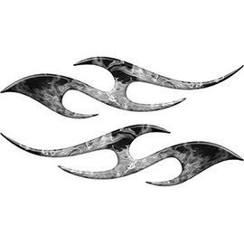 Weston Ink Simple Tribal Style Flame Graphics with Silver Outline in Gray Inferno